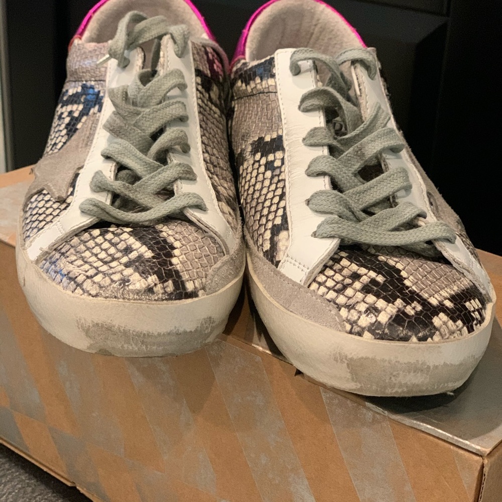 Golden Goose Snake Print Sneakers with Pink Accent - Picture 6 of 16